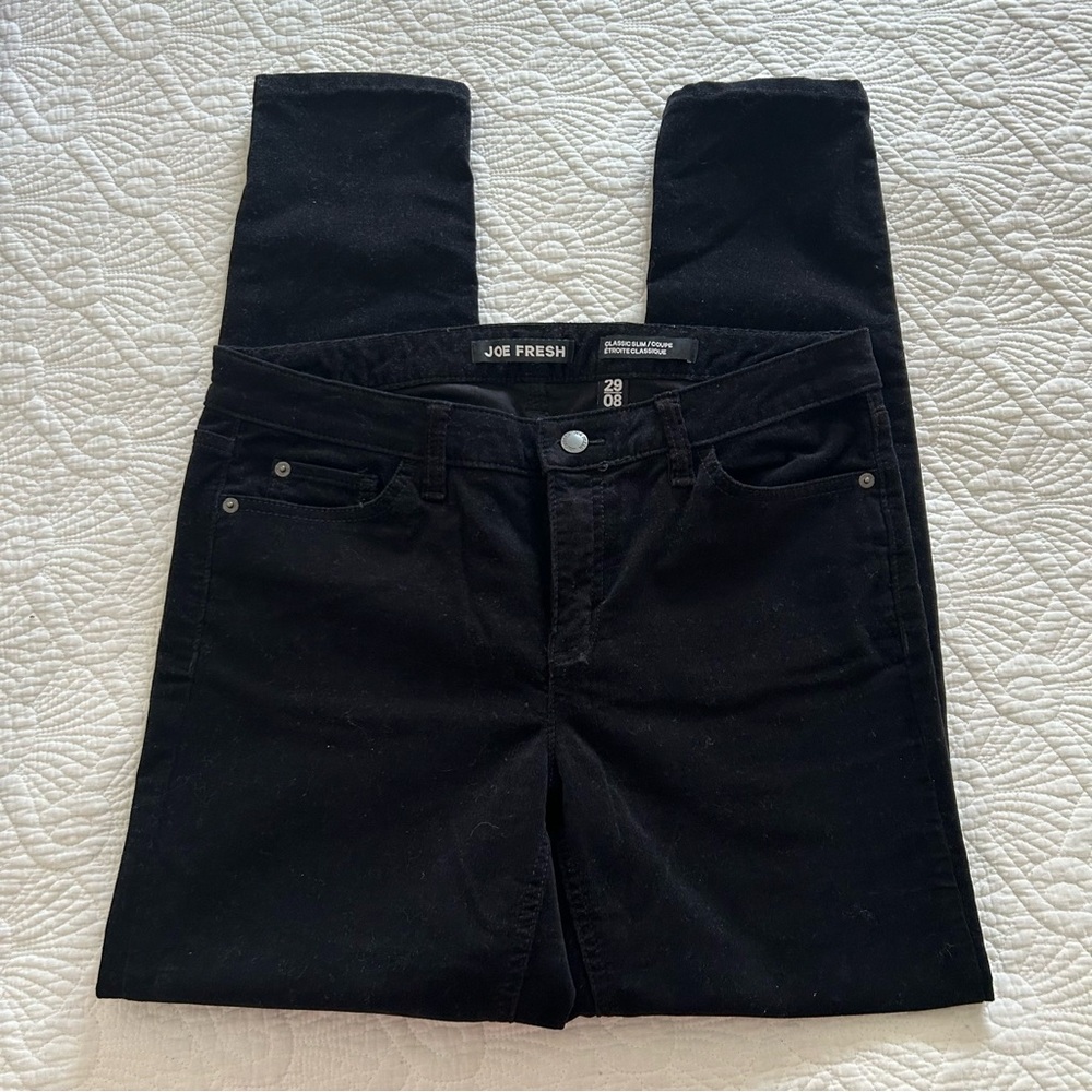 Joe Fresh Velvet Pants Women's Black Skinny